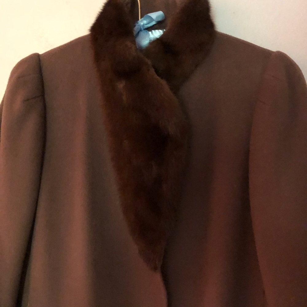 Gorgeous Vintage Full Length Wool Coat with Mink Collar